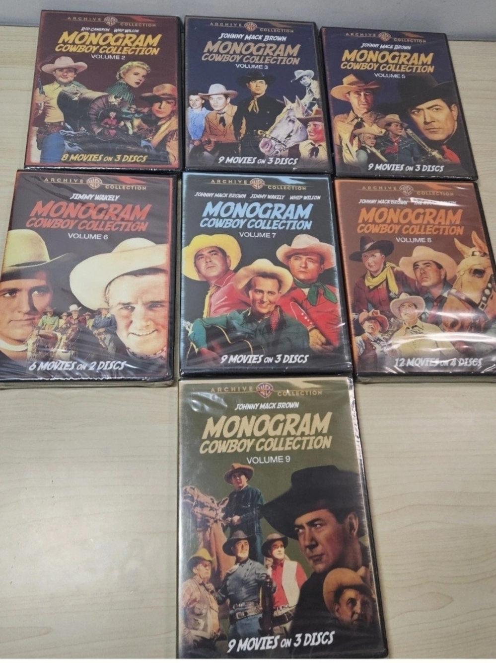 Monogram Cowboy Collection Lot (7) Volumes 2,3, & 5-9 DVD Johnny Mack Brown NEW